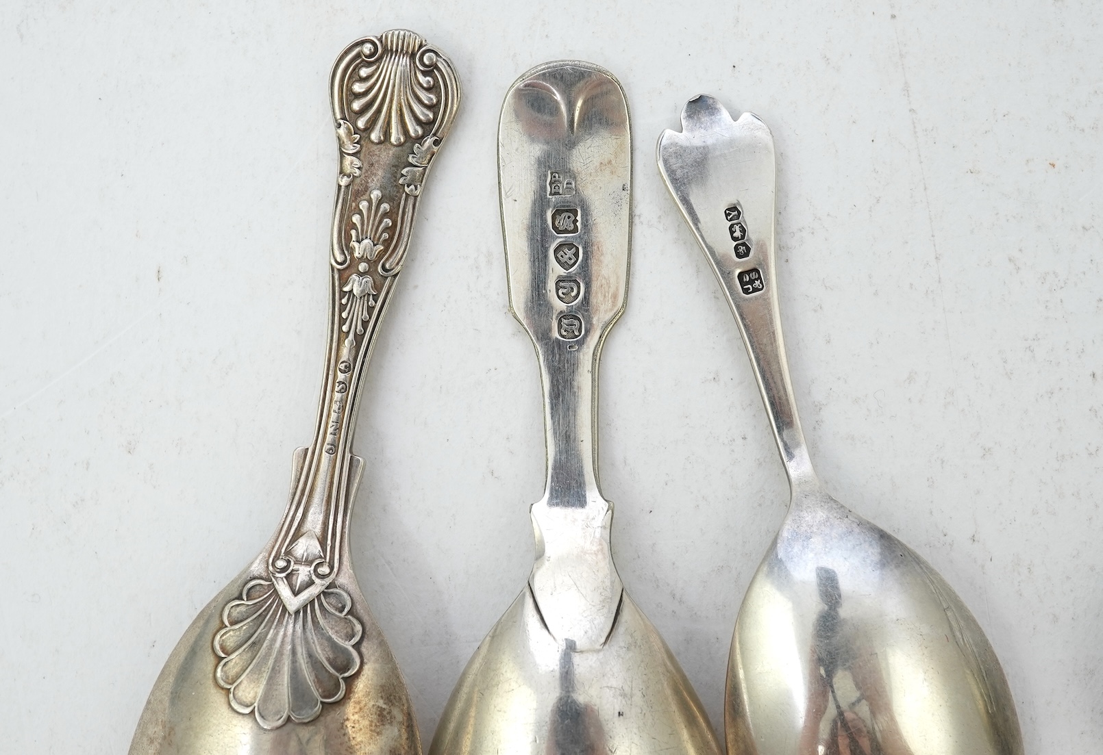 Nine assorted 19th century and later silver and white metal caddy spoons